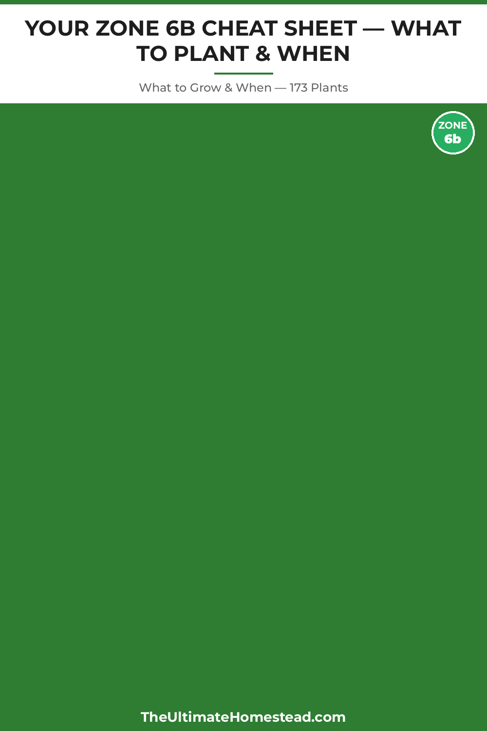 Zone 6b Planting Calendar